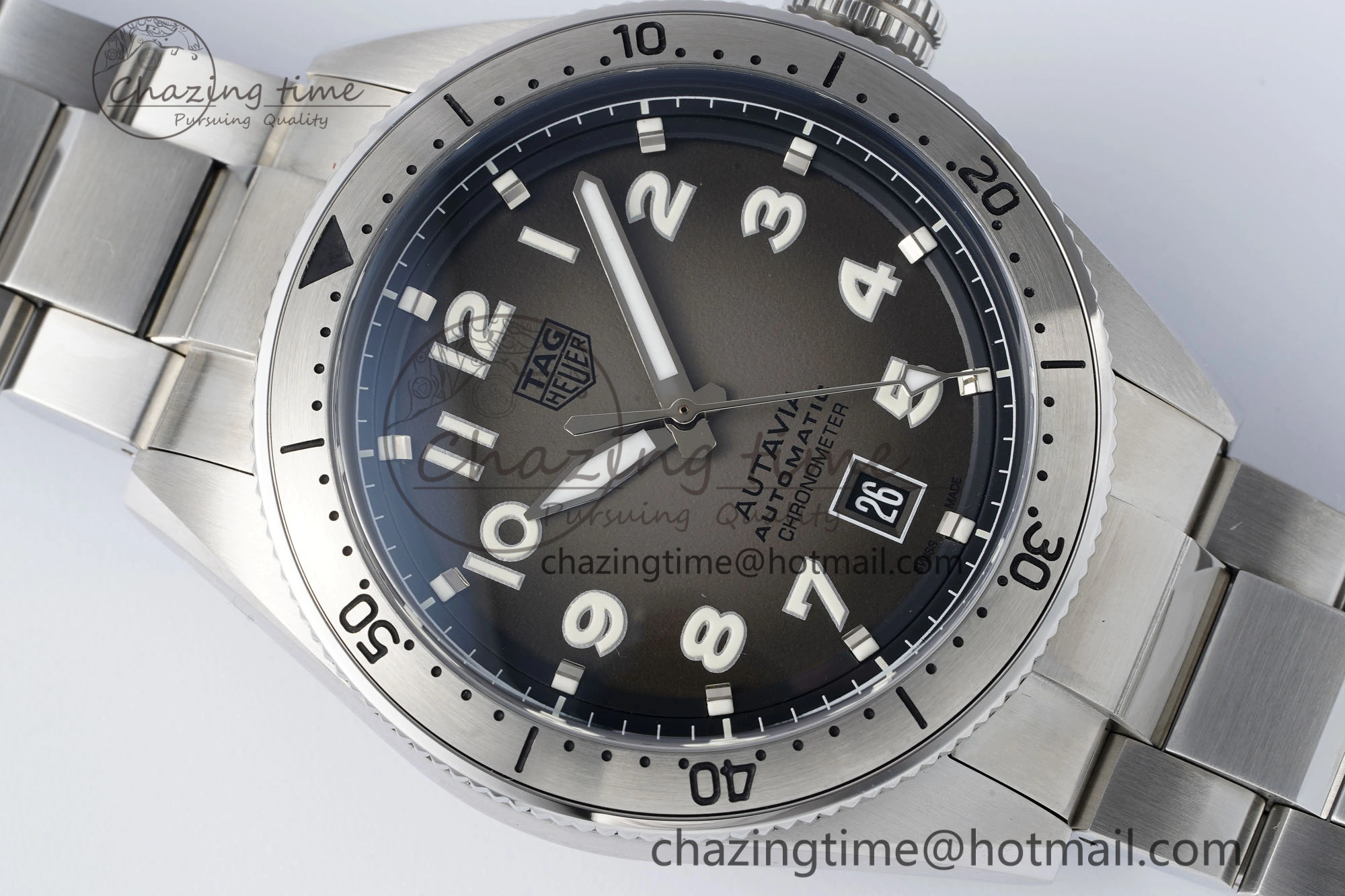 UrbanChic Autavia SS 42mm TARF 1:1 Best Edition Gray Dial SS Bezel on SS Bracelet SW 9657