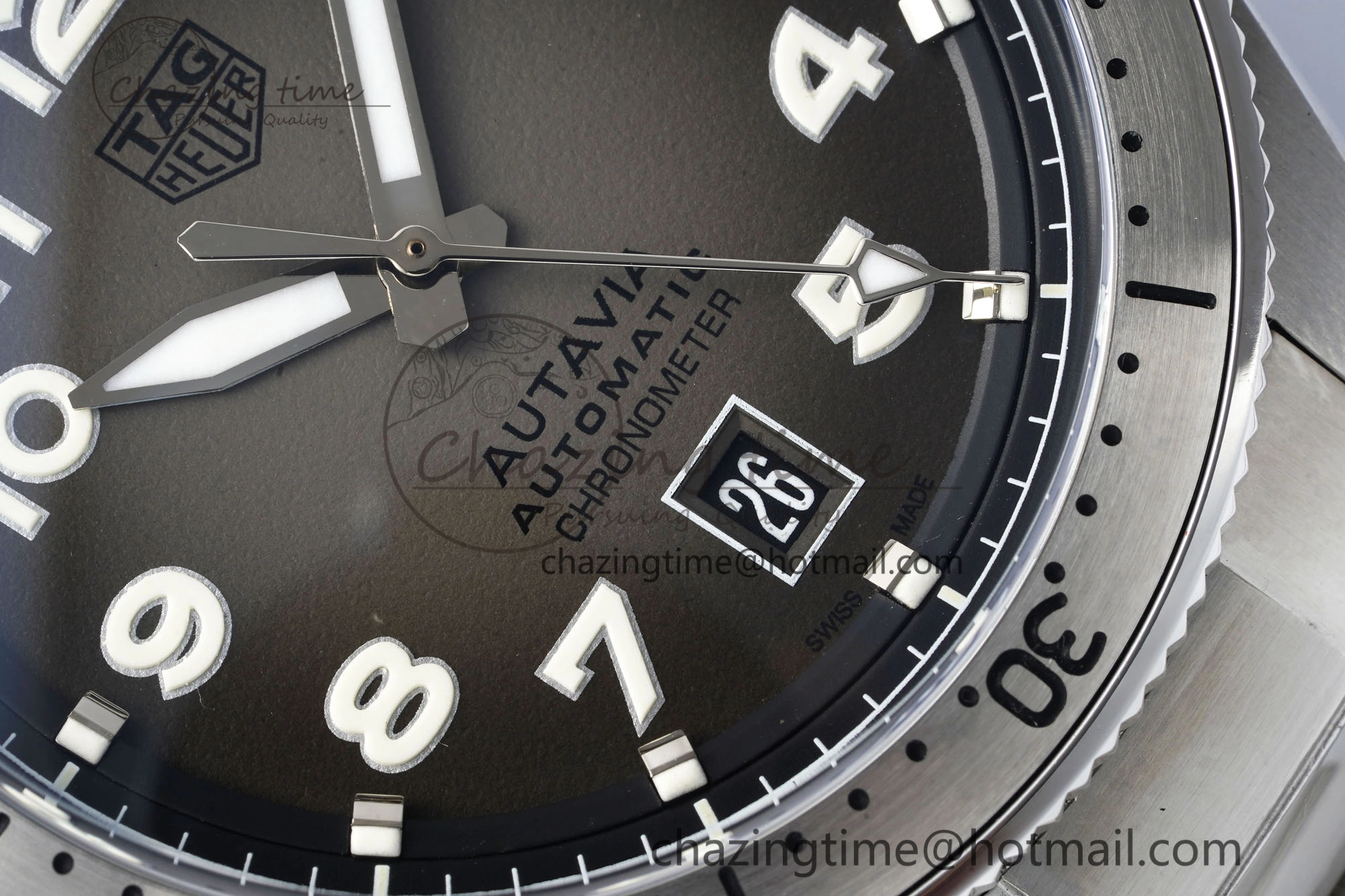 UrbanChic Autavia SS 42mm TARF 1:1 Best Edition Gray Dial SS Bezel on SS Bracelet SW 9657