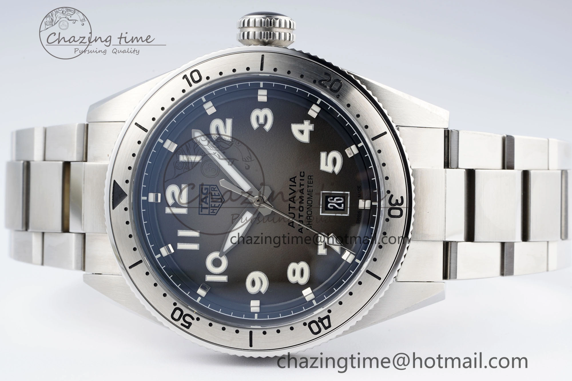 UrbanChic Autavia SS 42mm TARF 1:1 Best Edition Gray Dial SS Bezel on SS Bracelet SW 9657