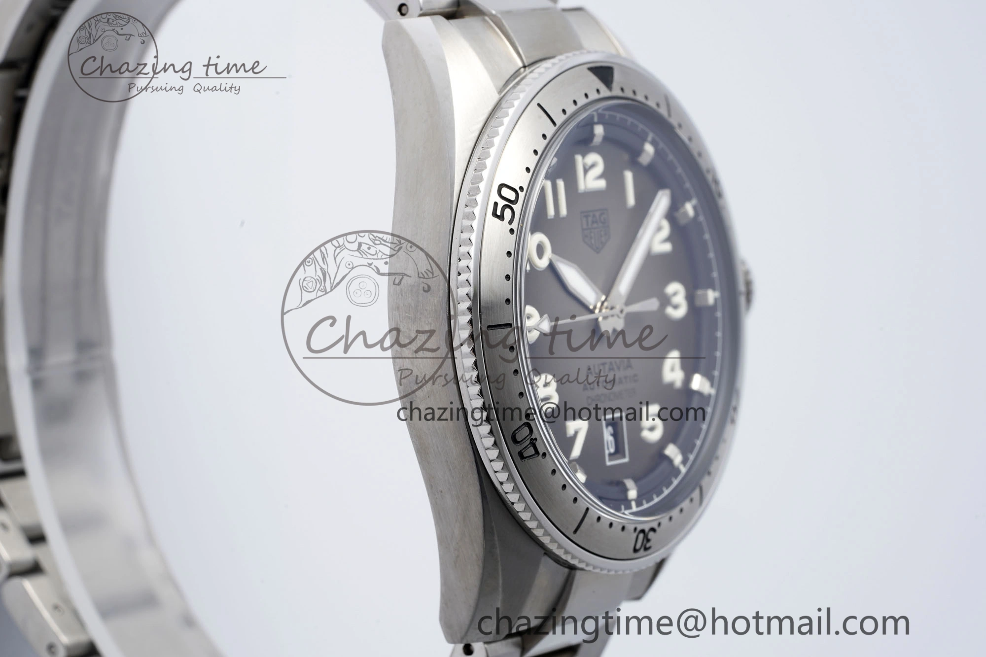 UrbanChic Autavia SS 42mm TARF 1:1 Best Edition Gray Dial SS Bezel on SS Bracelet SW 9657