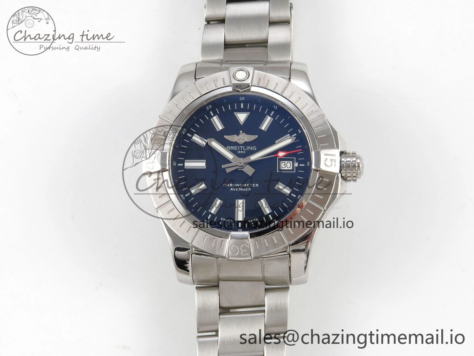 Breathable Avenger 43mm SS TF 1:1 Best Edition Black Dial on SS Bracelet A2824 V 5408
