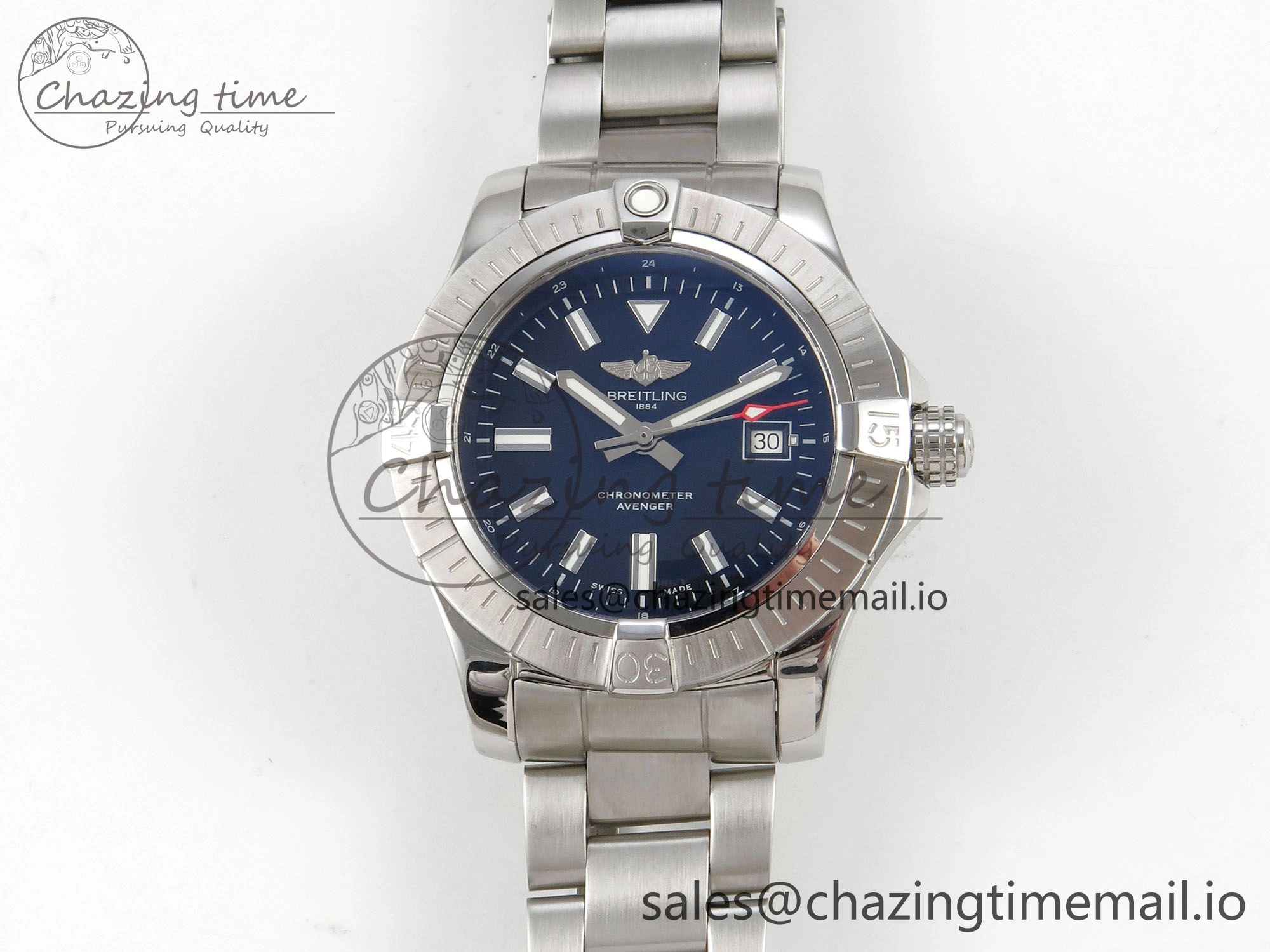 Breathable Avenger 43mm SS TF 1:1 Best Edition Black Dial on SS Bracelet A2824 V 5408