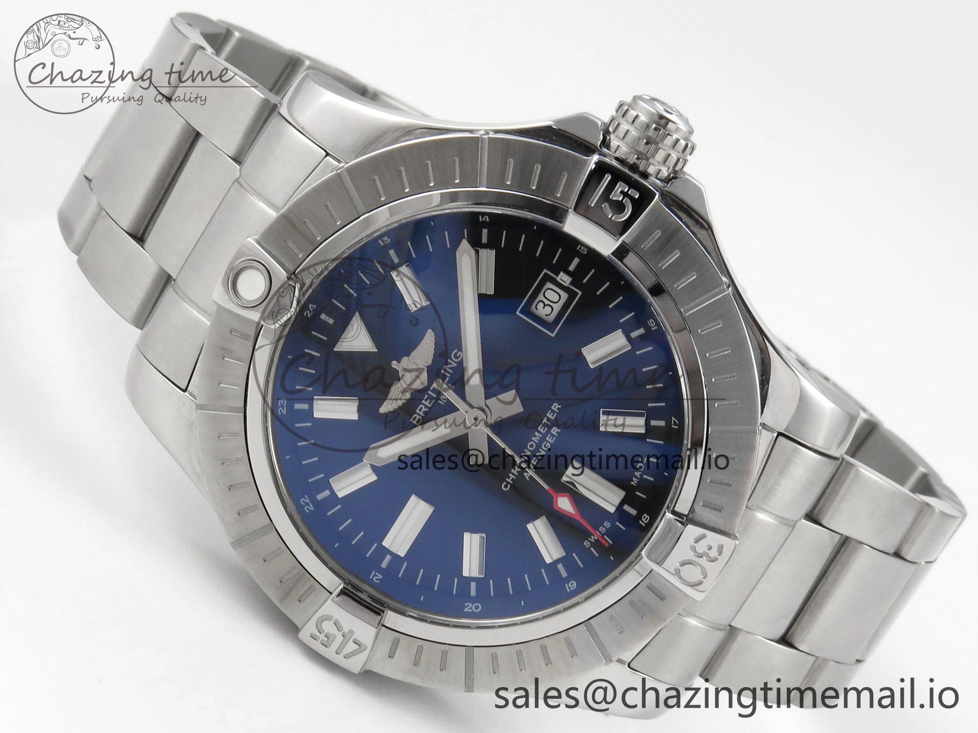 Breathable Avenger 43mm SS TF 1:1 Best Edition Black Dial on SS Bracelet A2824 V 5408