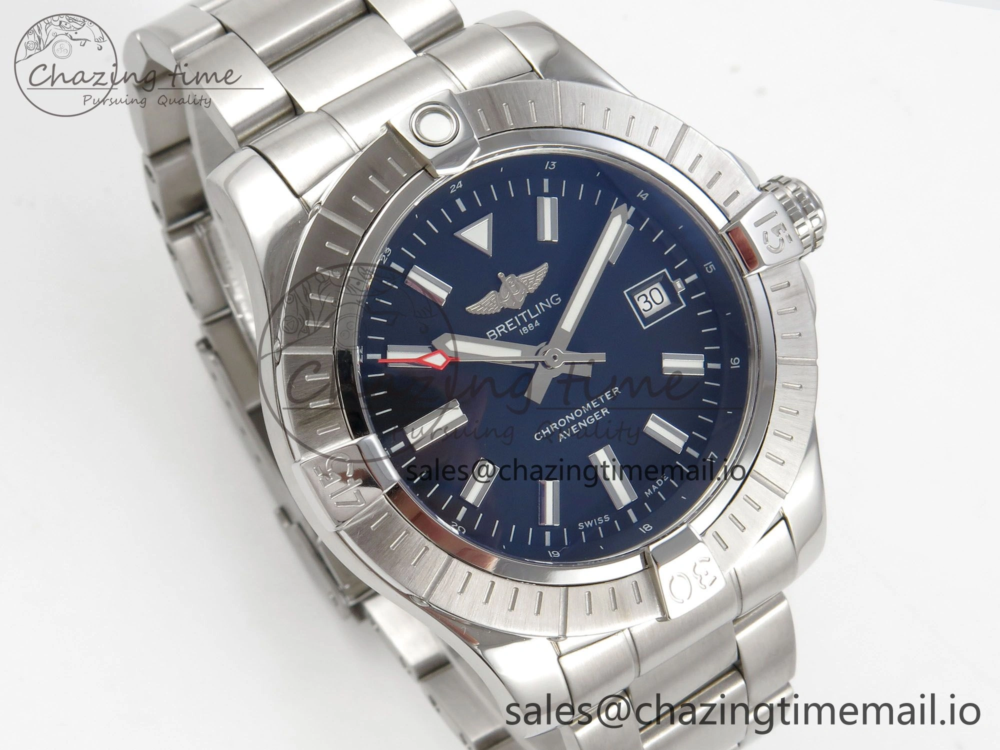 Breathable Avenger 43mm SS TF 1:1 Best Edition Black Dial on SS Bracelet A2824 V 5408