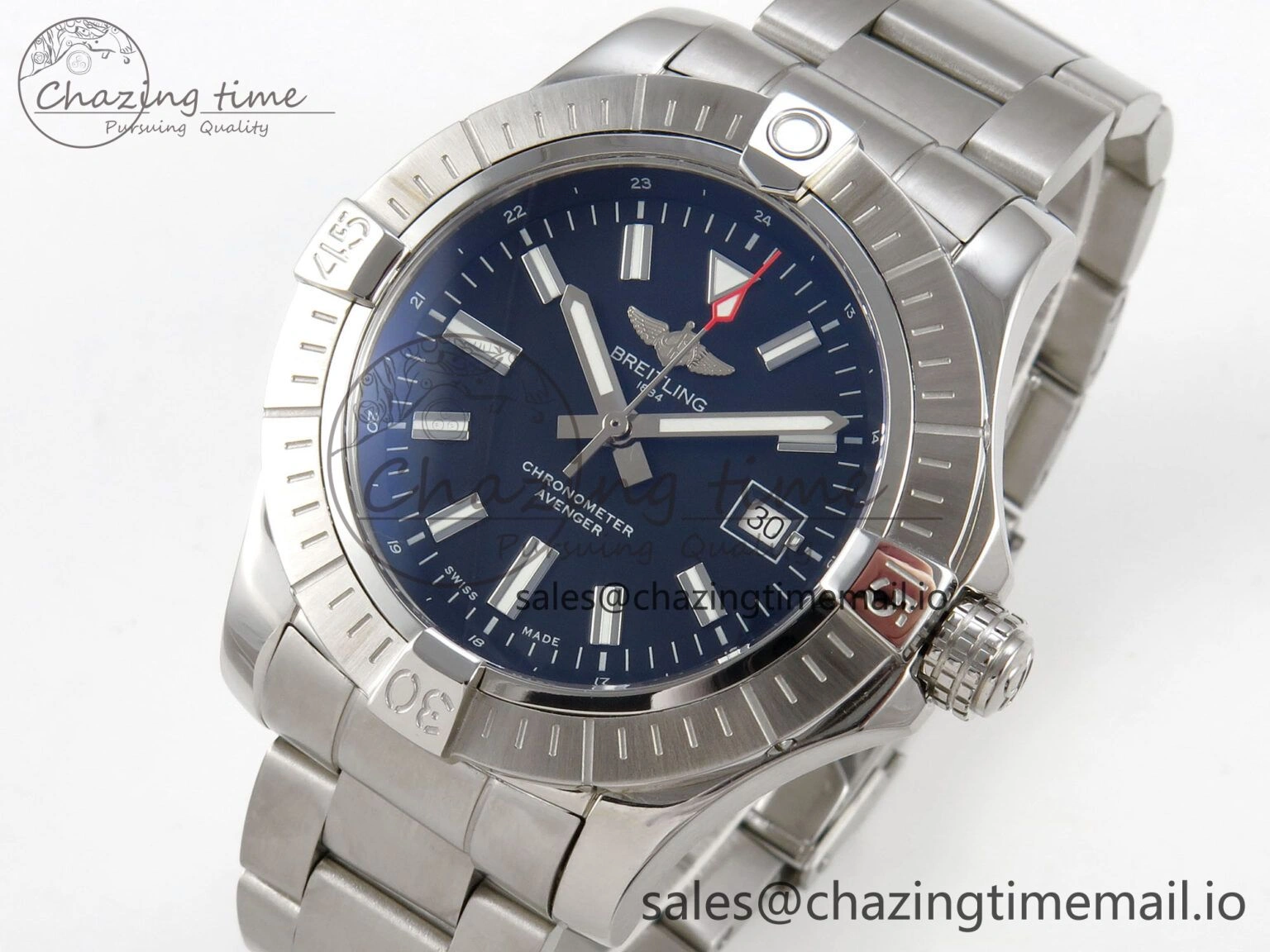 Breathable Avenger 43mm SS TF 1:1 Best Edition Black Dial on SS Bracelet A2824 V 5408