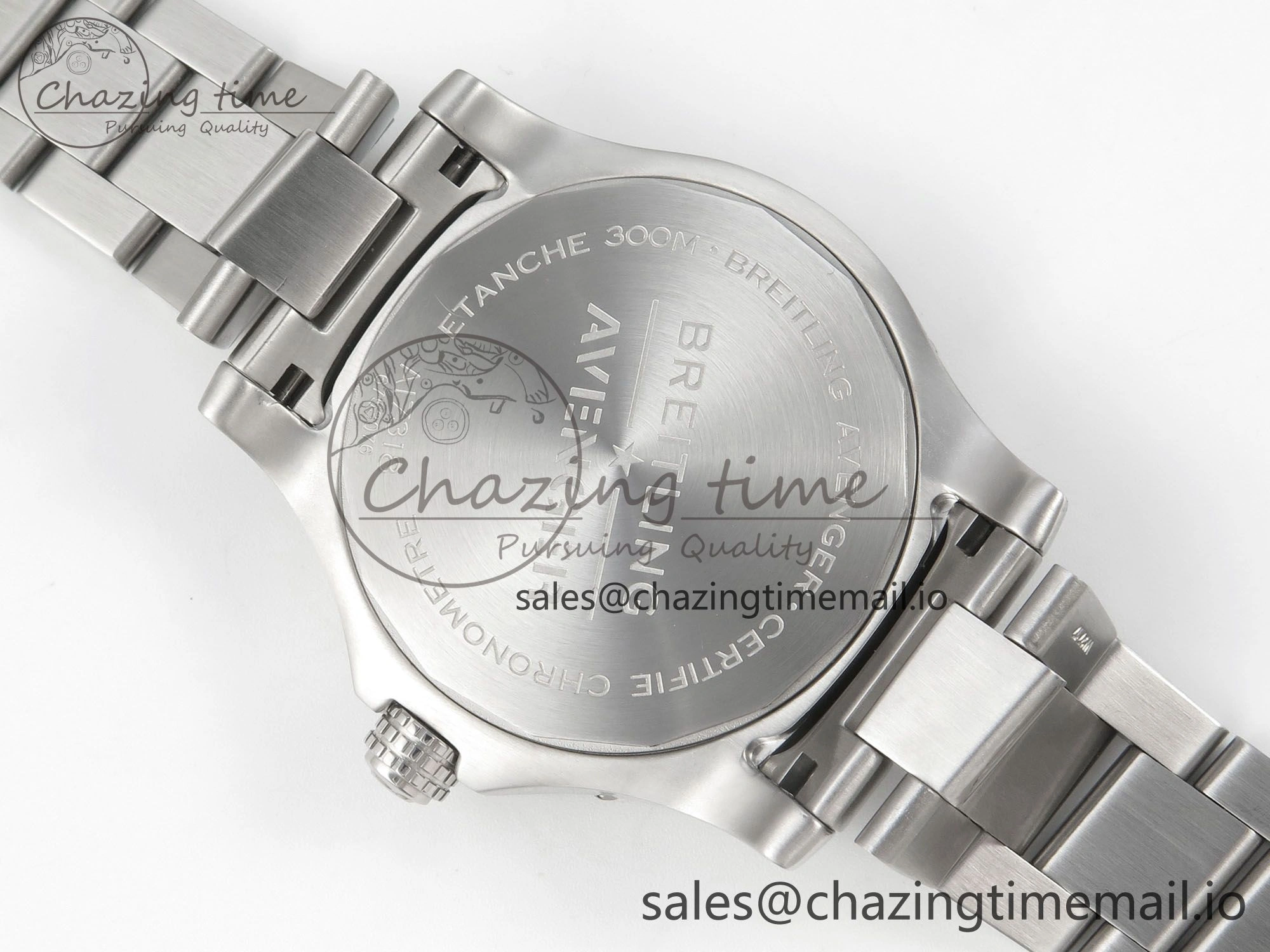 Breathable Avenger 43mm SS TF 1:1 Best Edition Black Dial on SS Bracelet A2824 V 5408