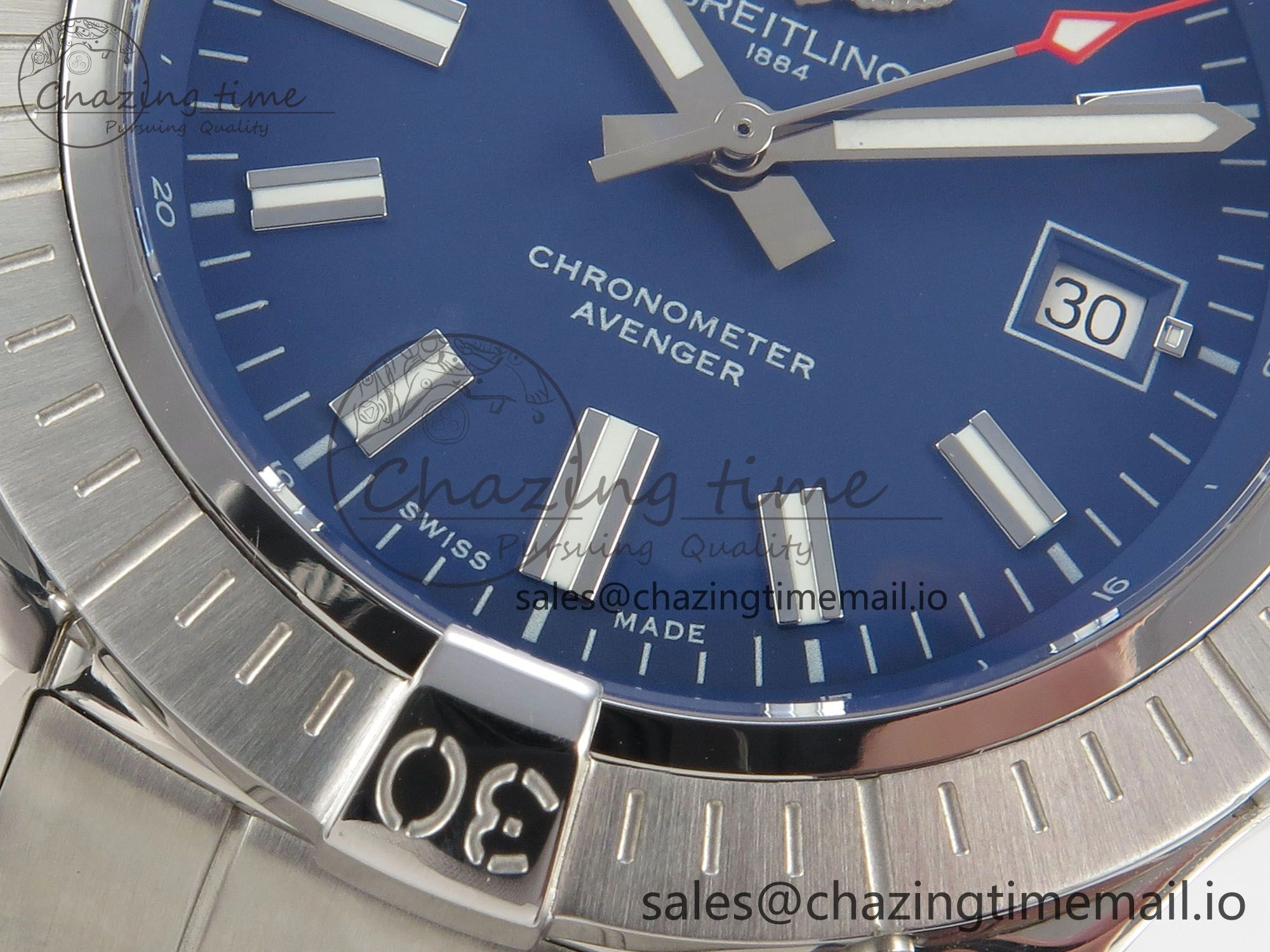 Avenger 43mm SS TF 1:1 Best Edition Blue Dial on SS Bracelet A2824 V Original 5412