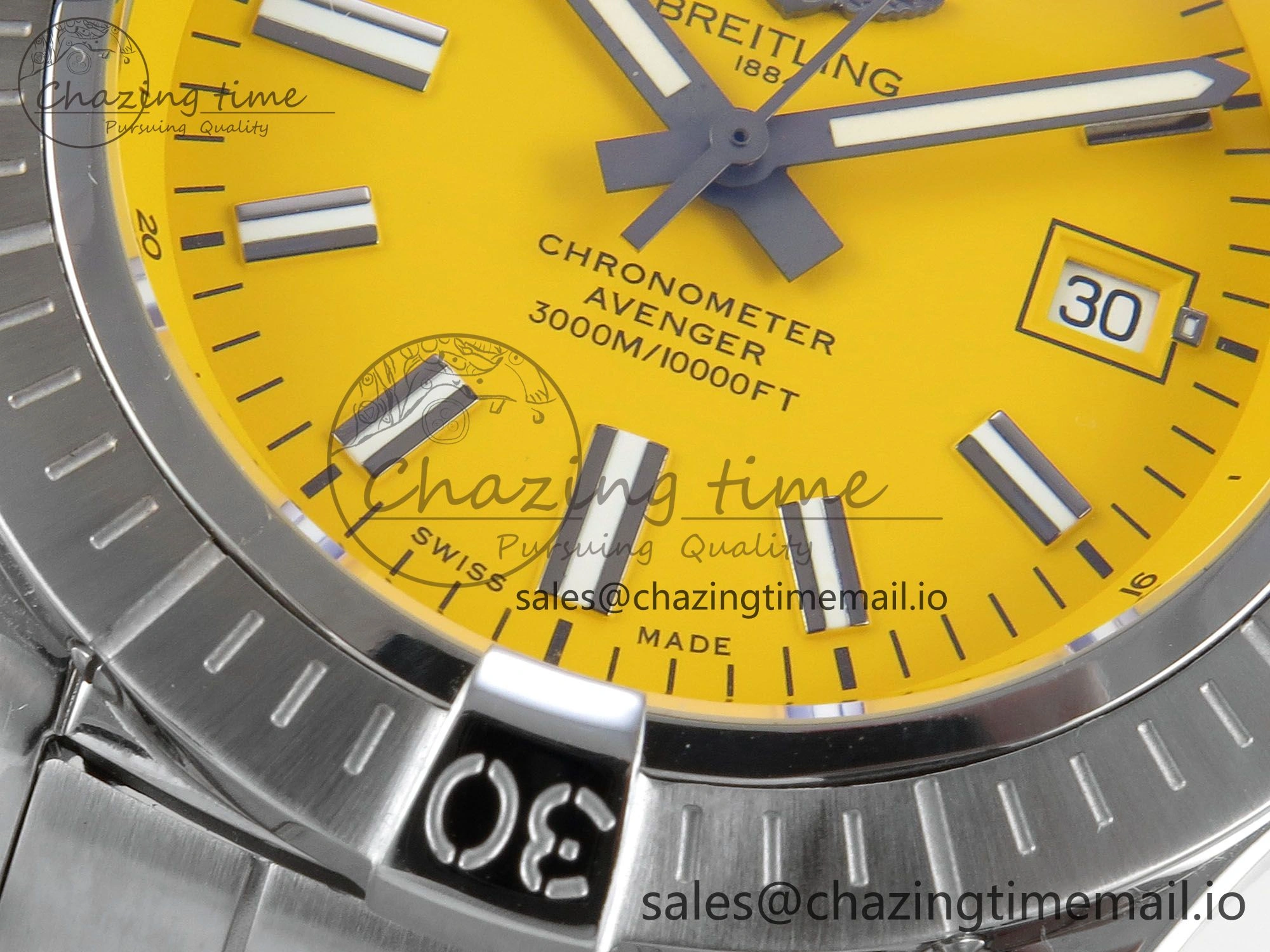 Avenger 43mm SS TF 1:1 Best Edition Yellow Dial on SS Bracelet A2824 V Durable 5411