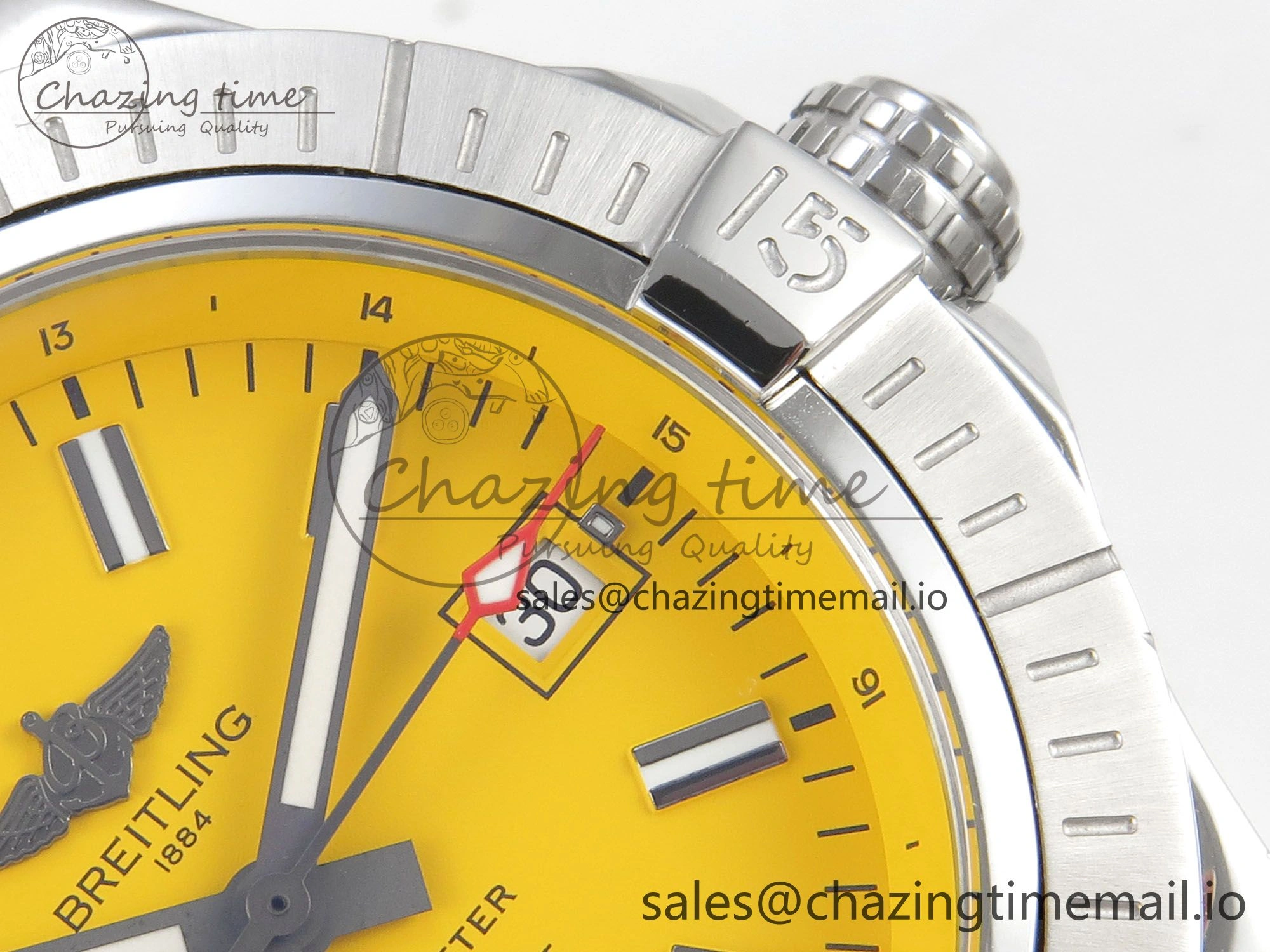Avenger 43mm SS TF 1:1 Best Edition Yellow Dial on SS Bracelet A2824 V Durable 5411
