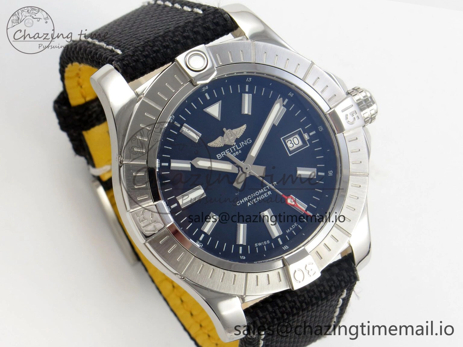 Affordable Avenger 43mm TF 1:1 Best Edition Black Dial on Black Nylon Strap A2824 V 5389