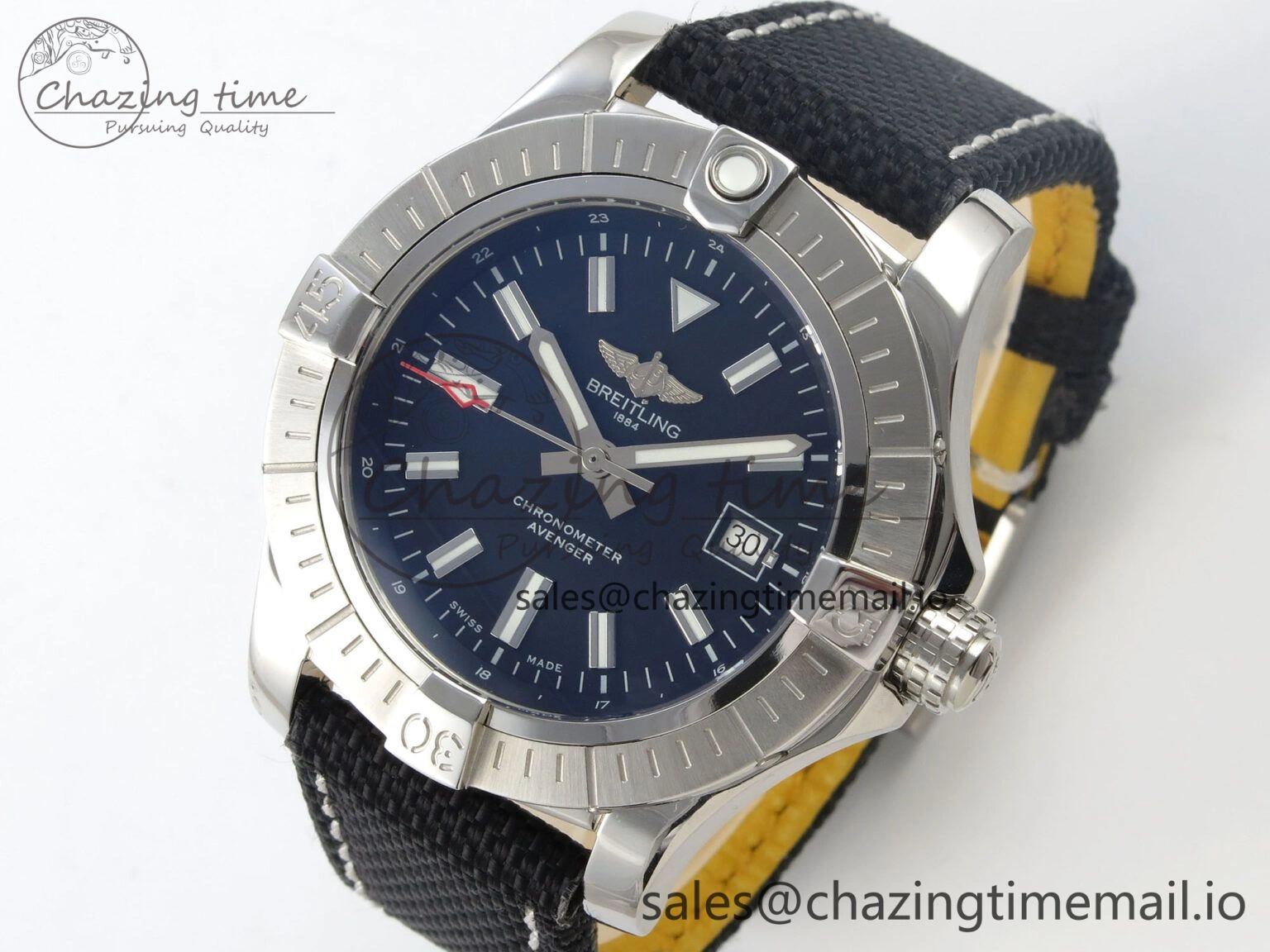 Affordable Avenger 43mm TF 1:1 Best Edition Black Dial on Black Nylon Strap A2824 V 5389