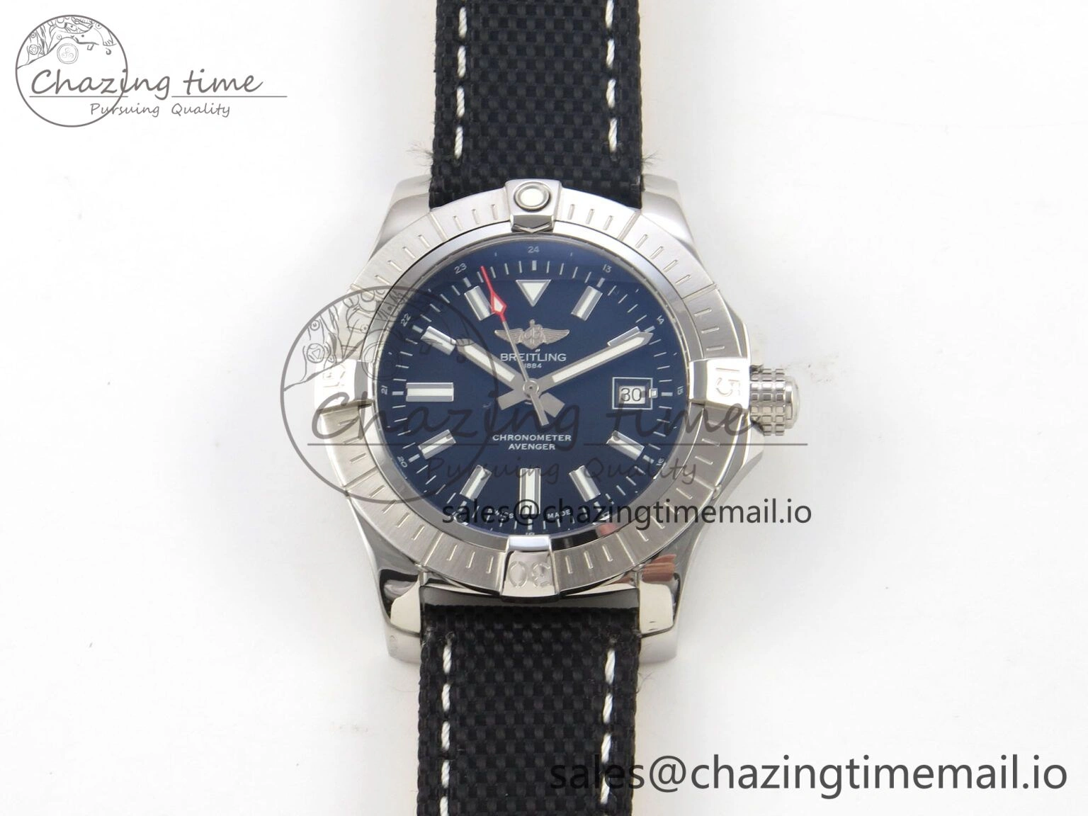 Affordable Avenger 43mm TF 1:1 Best Edition Black Dial on Black Nylon Strap A2824 V 5389