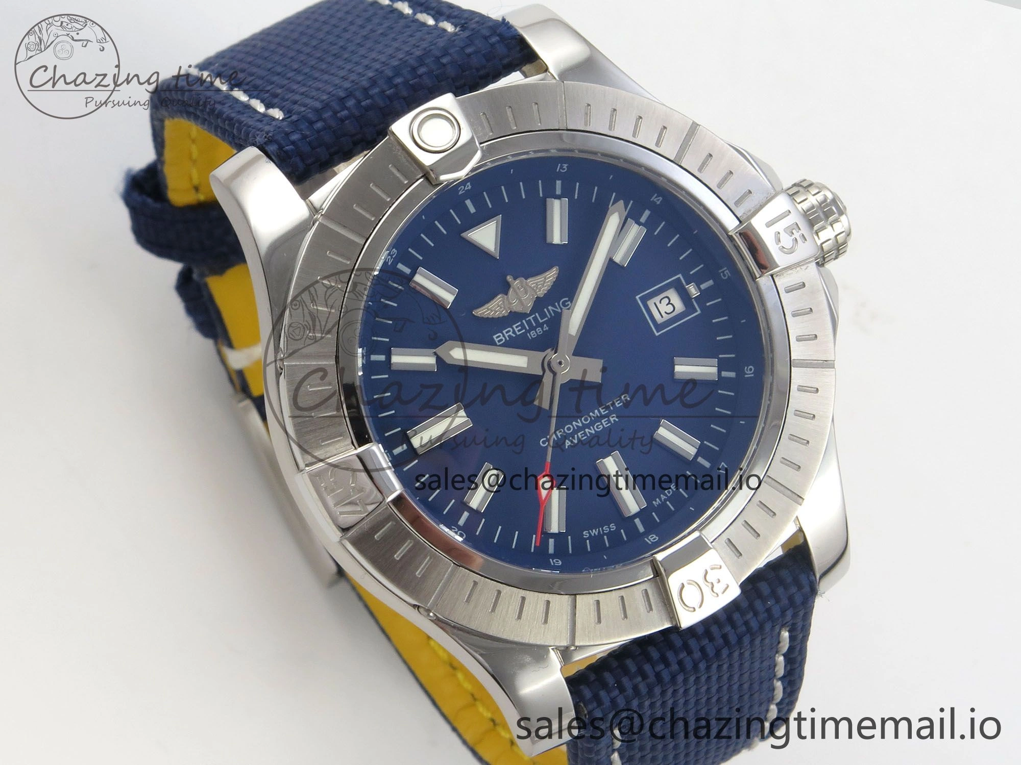 Avenger 43mm TF 1:1 Best Edition Blue Dial on Blue Nylon Strap A2824 V Classic 5390