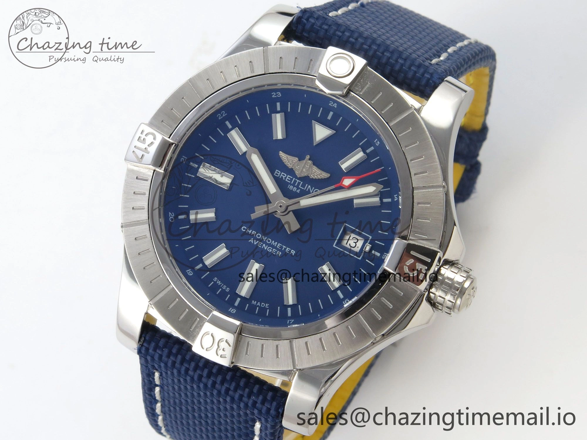 Avenger 43mm TF 1:1 Best Edition Blue Dial on Blue Nylon Strap A2824 V Classic 5390