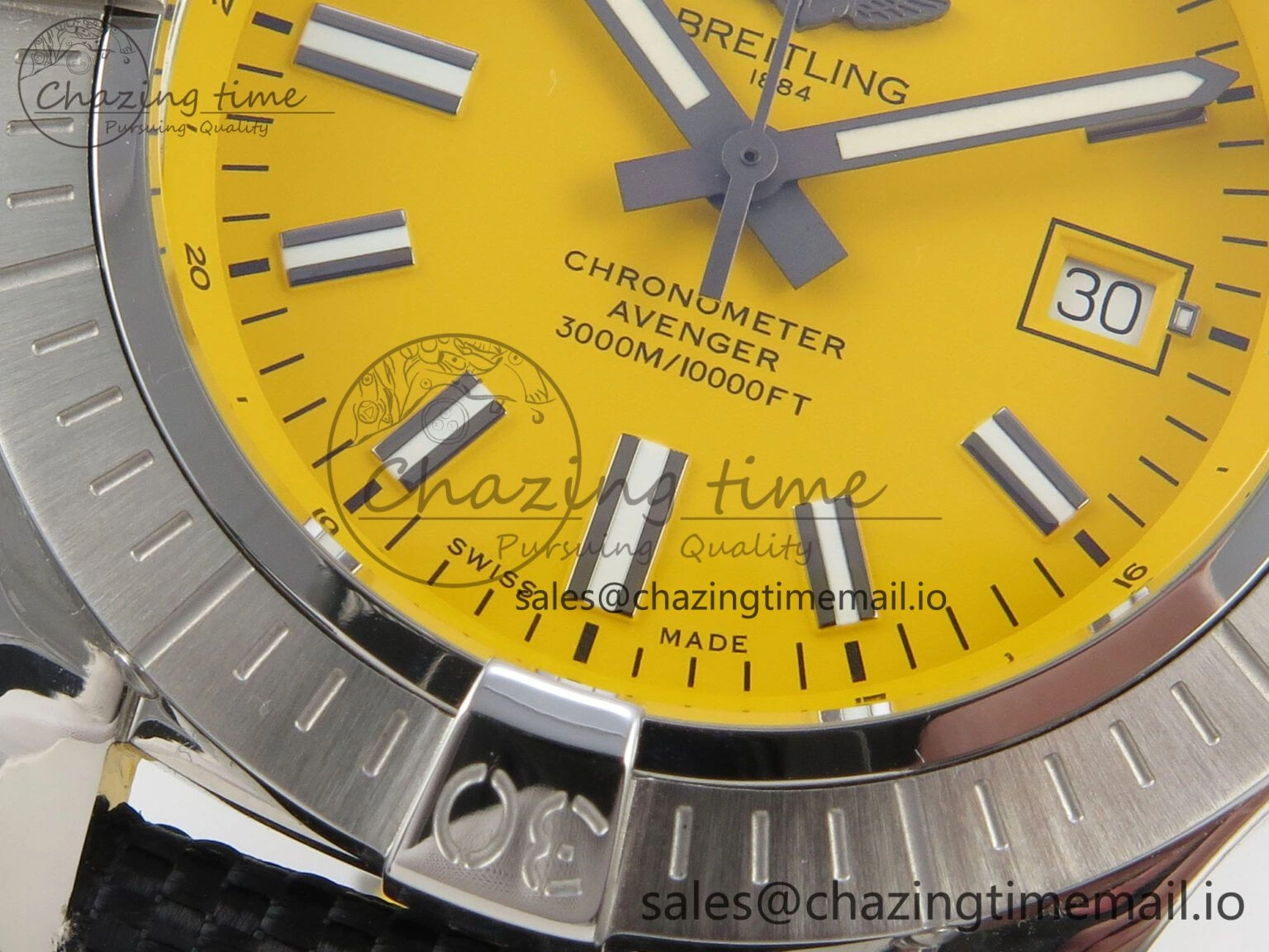 WellDesigned Avenger 43mm TF 1:1 Best Edition Yellow Dial on Black Nylon Strap A2824 V 5388
