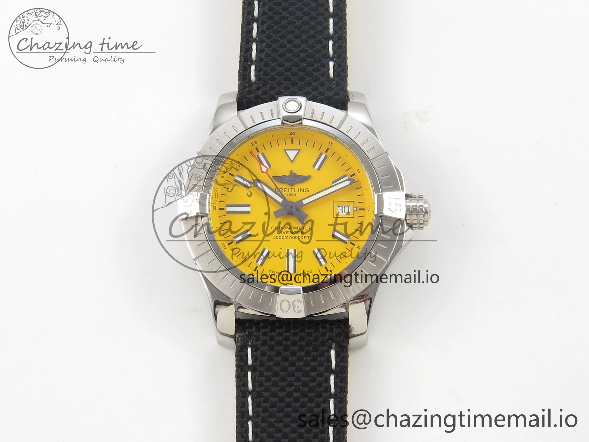 WellDesigned Avenger 43mm TF 1:1 Best Edition Yellow Dial on Black Nylon Strap A2824 V 5388