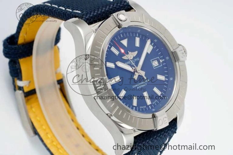 Avenger Automatic 43mm SS TF 1:1 Best Edition Blue Dial on Blue Nylon Strap A Soft 5534