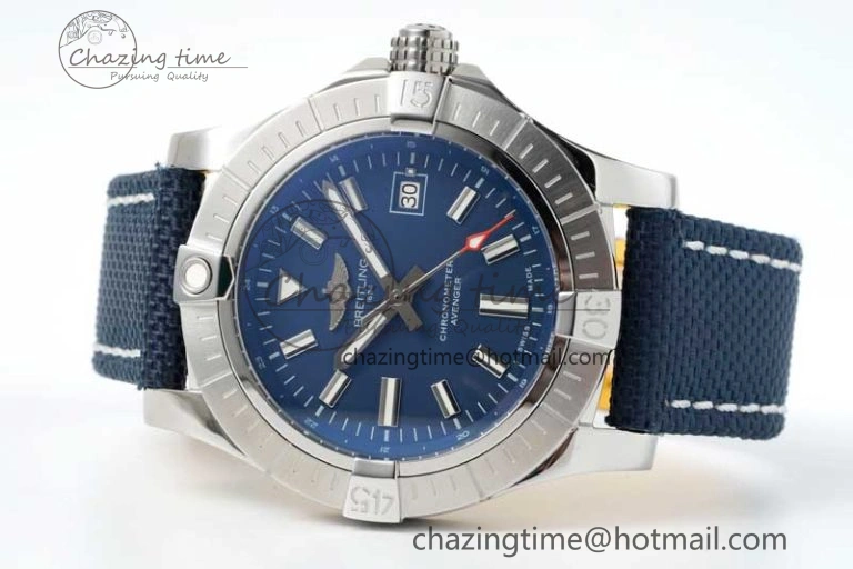 Avenger Automatic 43mm SS TF 1:1 Best Edition Blue Dial on Blue Nylon Strap A Soft 5534