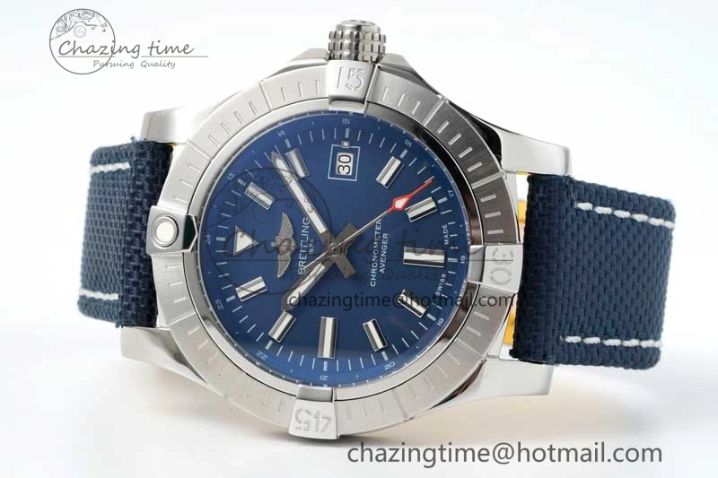 Avenger Automatic 43mm SS TF 1:1 Best Edition Blue Dial on Blue Nylon Strap A Soft 5534