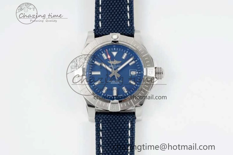 Avenger Automatic 43mm SS TF 1:1 Best Edition Blue Dial on Blue Nylon Strap A Soft 5534