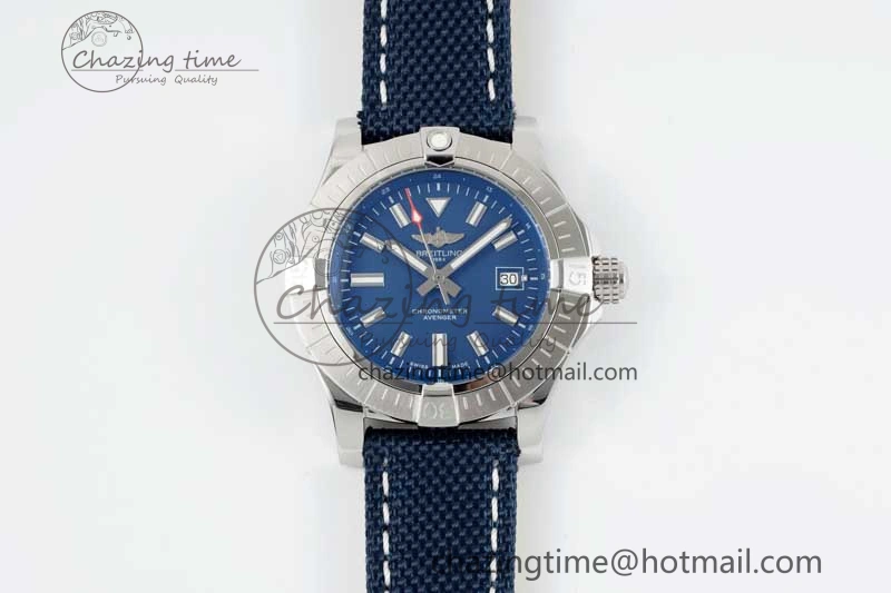 Avenger Automatic 43mm SS TF 1:1 Best Edition Blue Dial on Blue Nylon Strap A Soft 5534