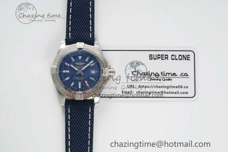 Avenger Automatic 43mm SS TF 1:1 Best Edition Blue Dial on Blue Nylon Strap A Soft 5534