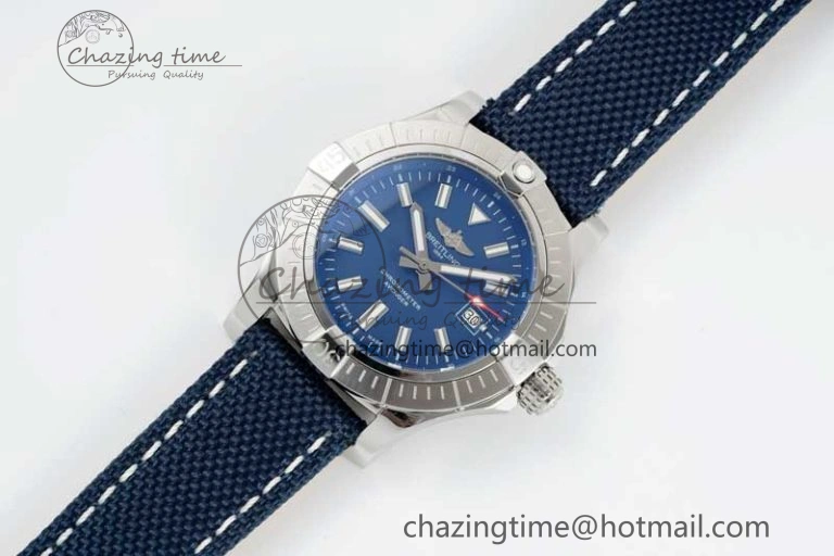 Avenger Automatic 43mm SS TF 1:1 Best Edition Blue Dial on Blue Nylon Strap A Soft 5534