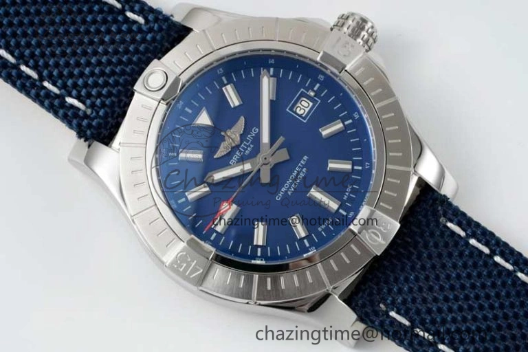 Avenger Automatic 43mm SS TF 1:1 Best Edition Blue Dial on Blue Nylon Strap A Soft 5534