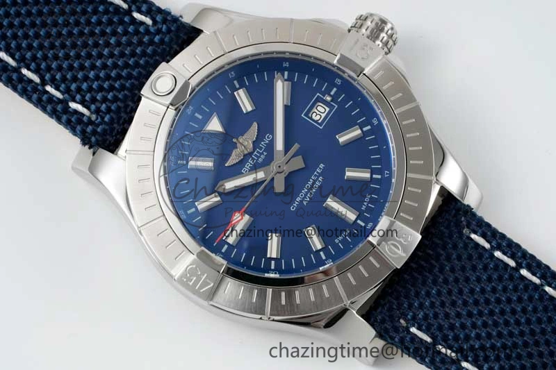 Avenger Automatic 43mm SS TF 1:1 Best Edition Blue Dial on Blue Nylon Strap A Soft 5534