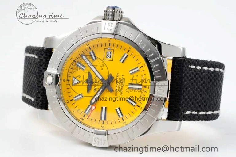 Colorful Avenger Automatic 43mm SS TF 1:1 Best Edition Yellow Dial on Black Nylon Strap A 5537