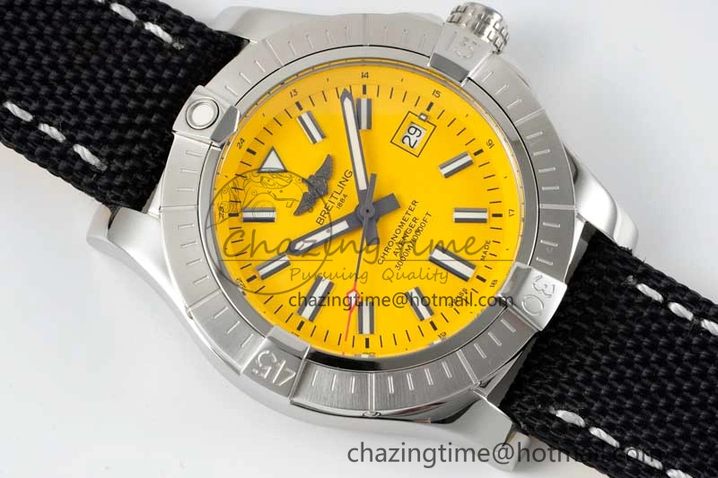 Colorful Avenger Automatic 43mm SS TF 1:1 Best Edition Yellow Dial on Black Nylon Strap A 5537