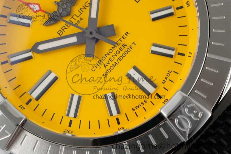 Colorful Avenger Automatic 43mm SS TF 1:1 Best Edition Yellow Dial on Black Nylon Strap A 5537