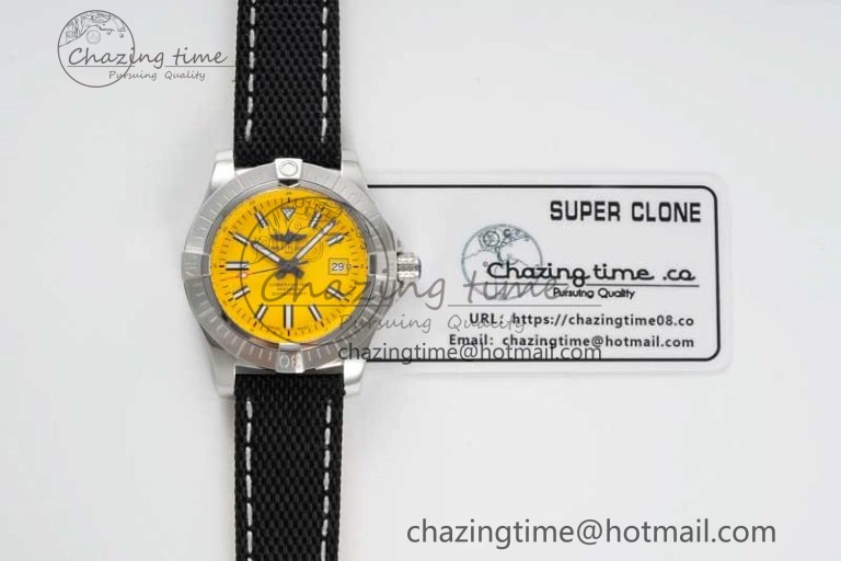 Colorful Avenger Automatic 43mm SS TF 1:1 Best Edition Yellow Dial on Black Nylon Strap A 5537