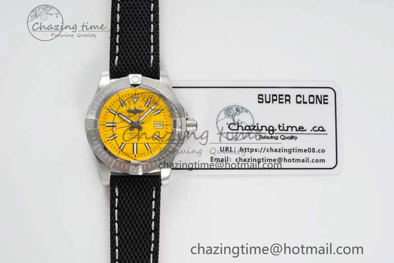Colorful Avenger Automatic 43mm SS TF 1:1 Best Edition Yellow Dial on Black Nylon Strap A 5537