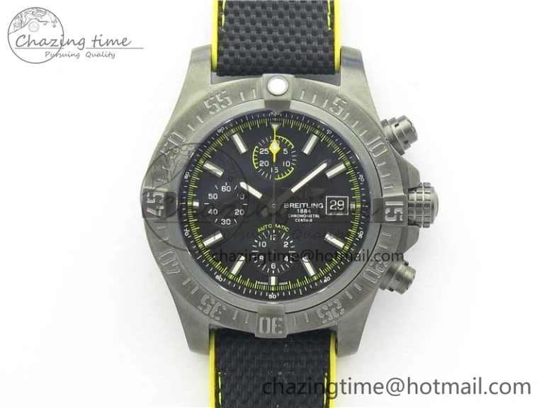 Avenger Bandit Titanium DLC B50 Best Edition Black Dial on Black Yellow Gummy strap A Minimalist 5579