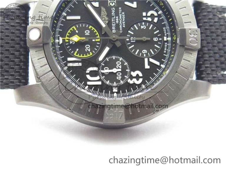 Sophisticated Avenger Bandit V13317 Titanium DLC B50 Best Edition Black Dial on Black Nylon Strap A 5573