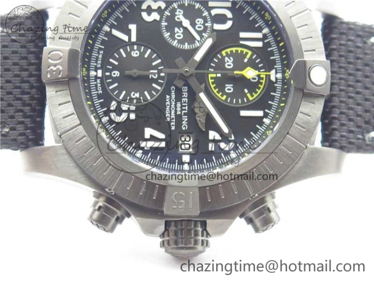 Sophisticated Avenger Bandit V13317 Titanium DLC B50 Best Edition Black Dial on Black Nylon Strap A 5573
