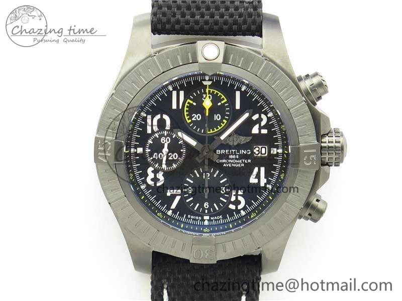 Sophisticated Avenger Bandit V13317 Titanium DLC B50 Best Edition Black Dial on Black Nylon Strap A 5573