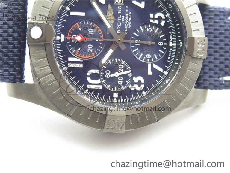 SoftTouch Avenger Bandit V13317 Titanium DLC B50 Best Edition Blue Dial on Blue Nylon Strap A 5572