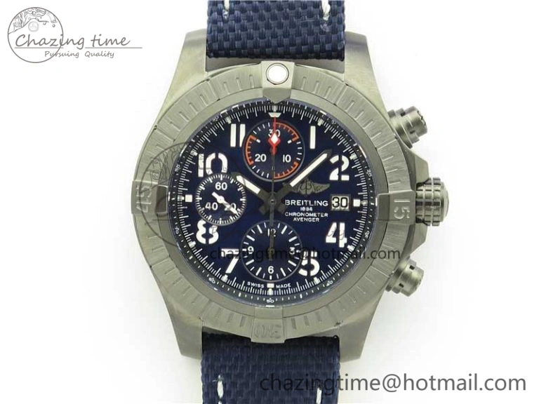SoftTouch Avenger Bandit V13317 Titanium DLC B50 Best Edition Blue Dial on Blue Nylon Strap A 5572