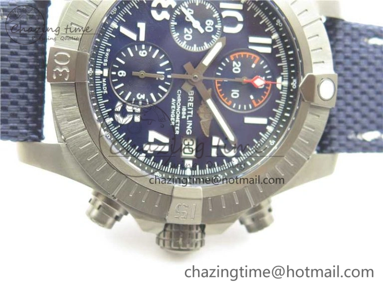 SoftTouch Avenger Bandit V13317 Titanium DLC B50 Best Edition Blue Dial on Blue Nylon Strap A 5572