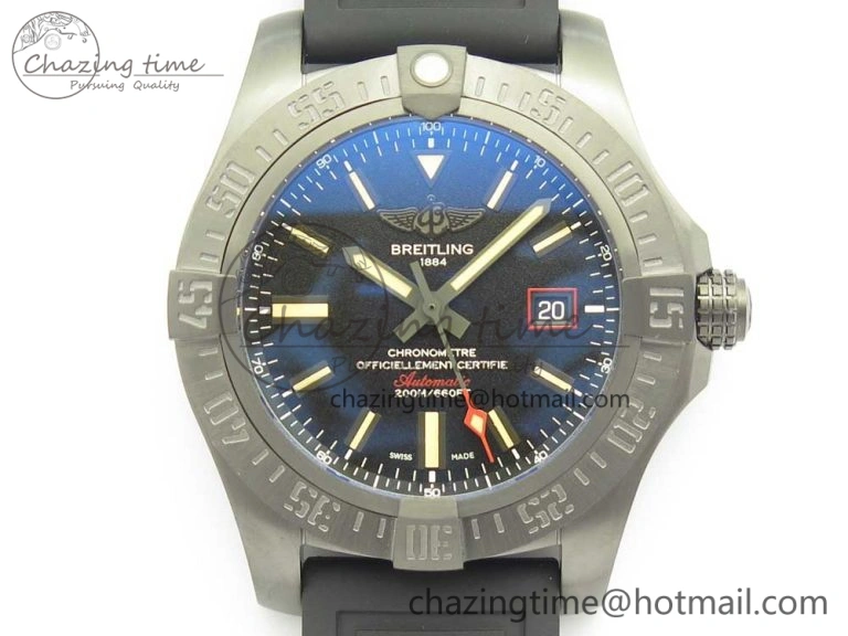 Avenger BlackBird 44mm DLC GF 1:1 Best Edition Titanium Case Black Dial on Black Rubber Strap A2824 V4 (Free Box) Popular 5607