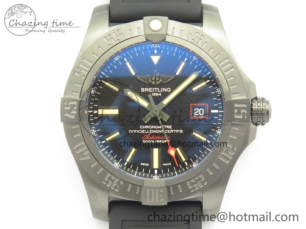 Avenger BlackBird 44mm DLC GF 1:1 Best Edition Titanium Case Black Dial on Black Rubber Strap A2824 V4 (Free Box) Popular 5607