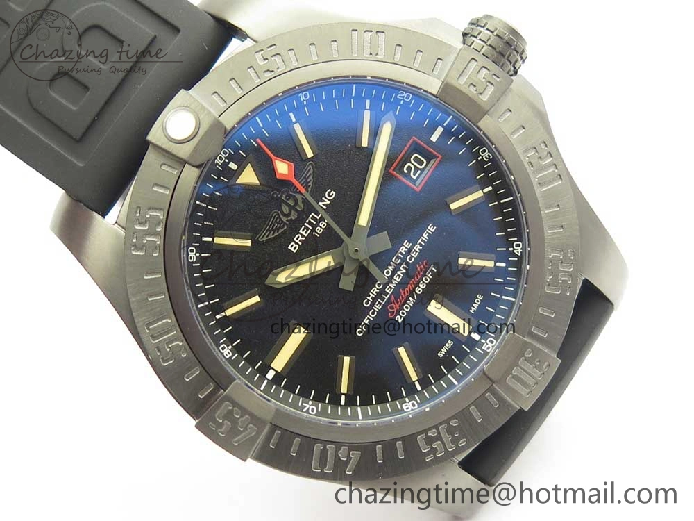 Avenger BlackBird 44mm DLC GF 1:1 Best Edition Titanium Case Black Dial on Black Rubber Strap A2824 V4 (Free Box) Popular 5607