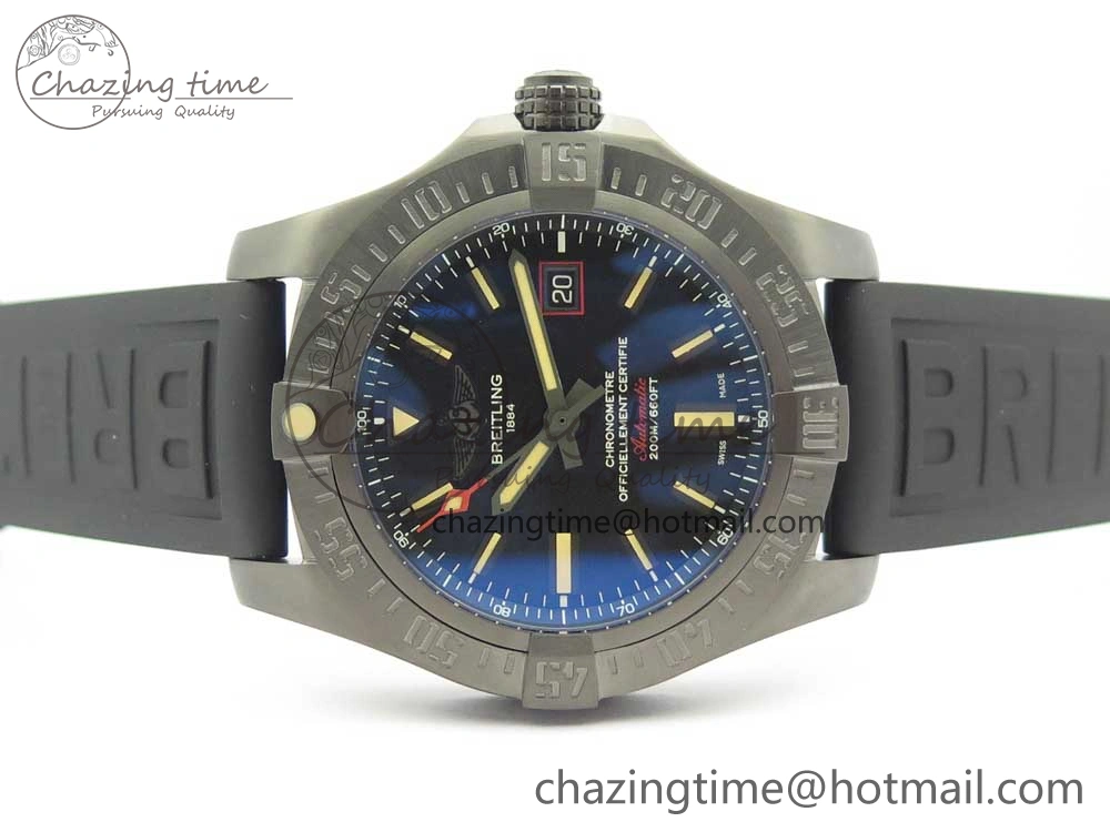 Avenger BlackBird 44mm DLC GF 1:1 Best Edition Titanium Case Black Dial on Black Rubber Strap A2824 V4 (Free Box) Popular 5607