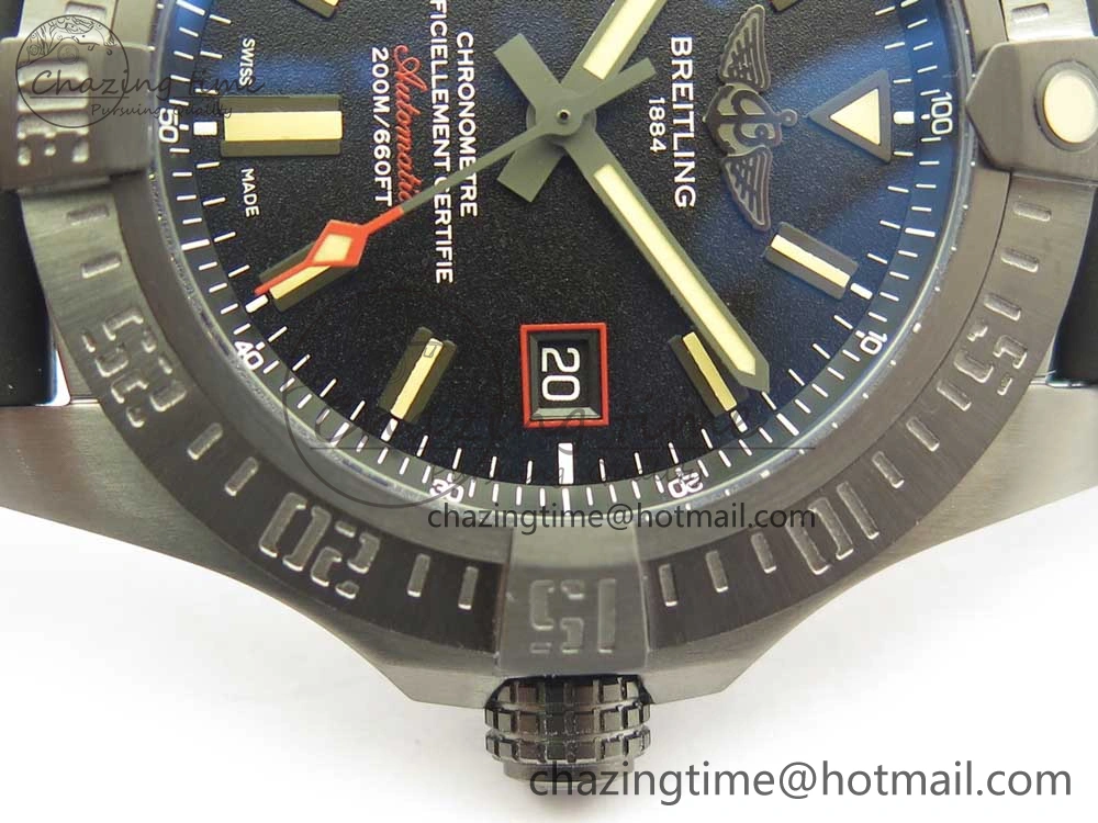 Avenger BlackBird 44mm DLC GF 1:1 Best Edition Titanium Case Black Dial on Black Rubber Strap A2824 V4 (Free Box) Popular 5607