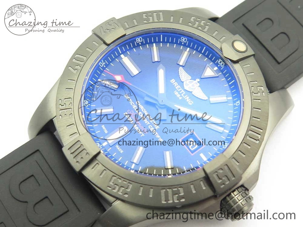 Avenger BlackBird 44mm DLC GF 1:1 Best Edition Titanium Case Black Dial on Black Rubber Strap A2824 V4 (Free Box) Popular 5607