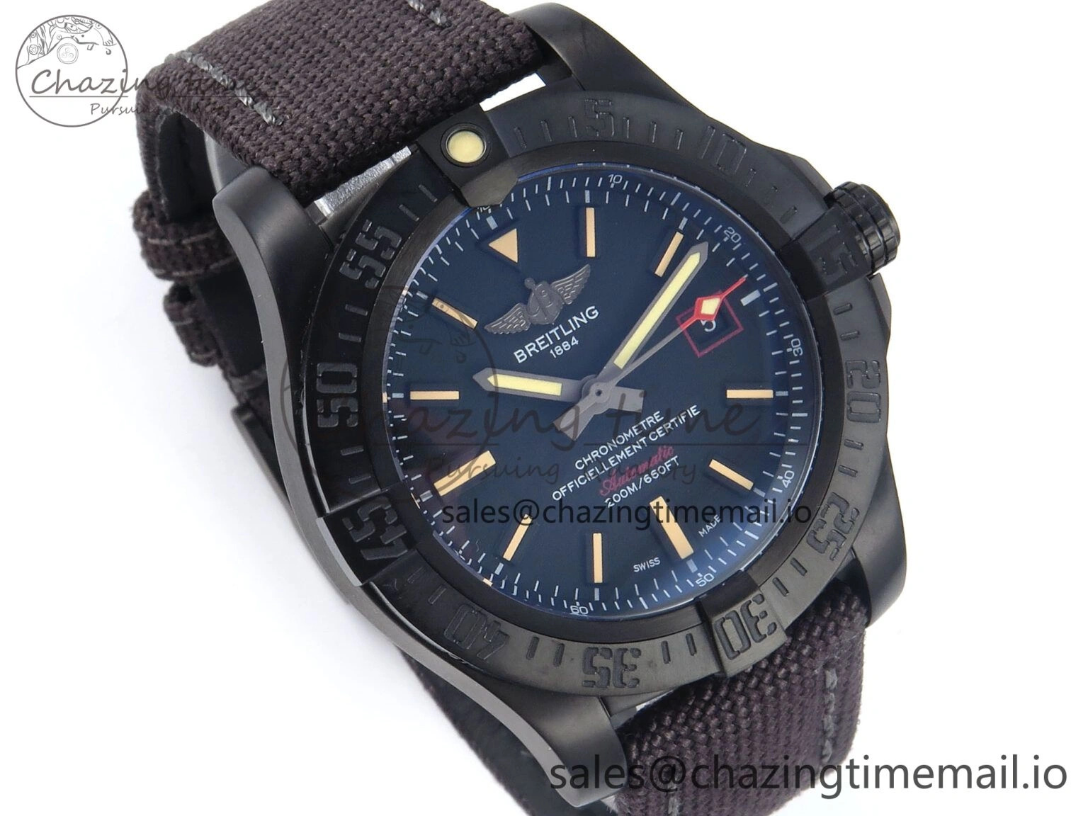 AllSeason Avenger BlackBird 44mm TF 1:1 Best Edition Black Dial on Black Nylon Strap A 5433
