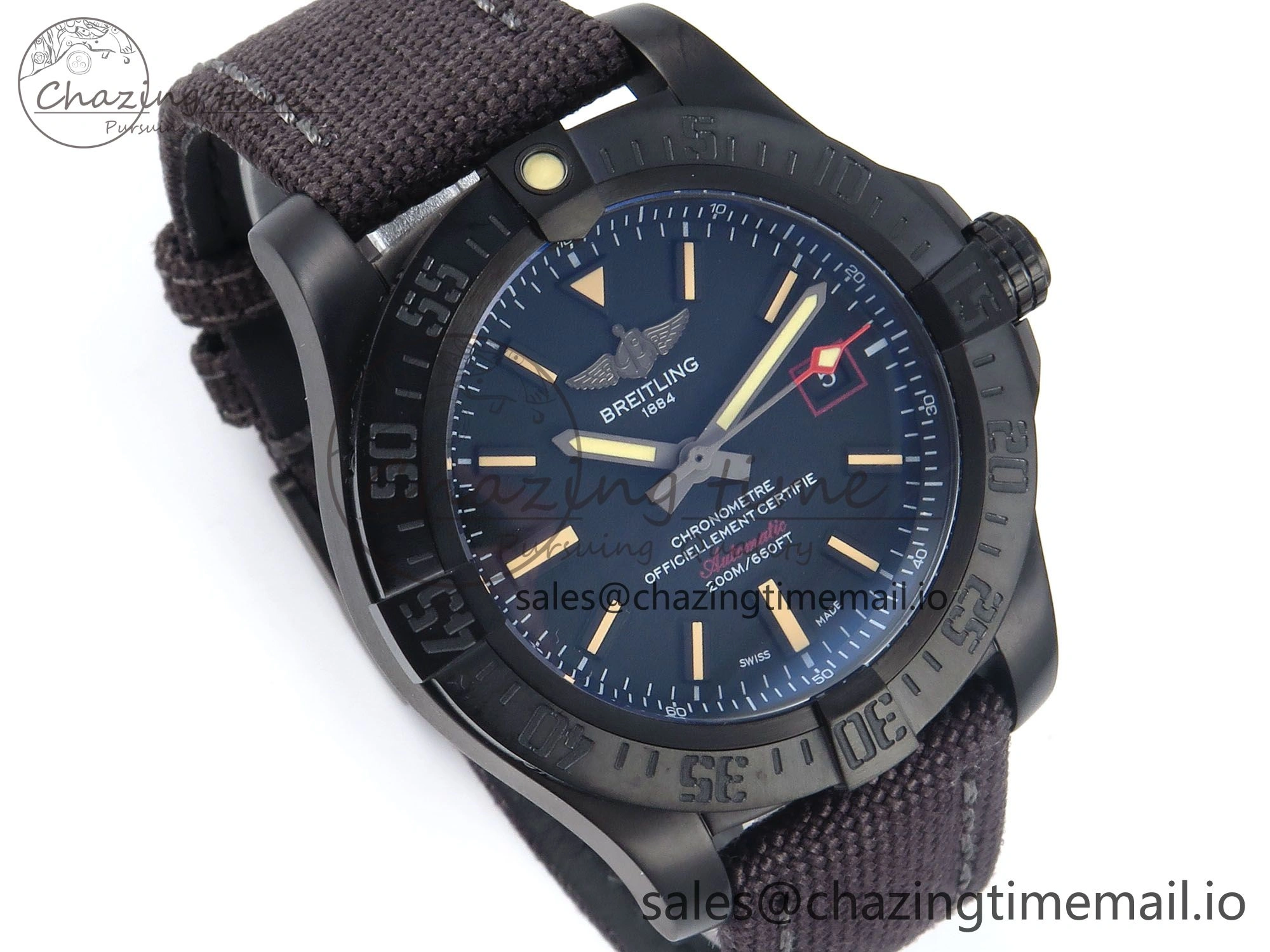 AllSeason Avenger BlackBird 44mm TF 1:1 Best Edition Black Dial on Black Nylon Strap A 5433