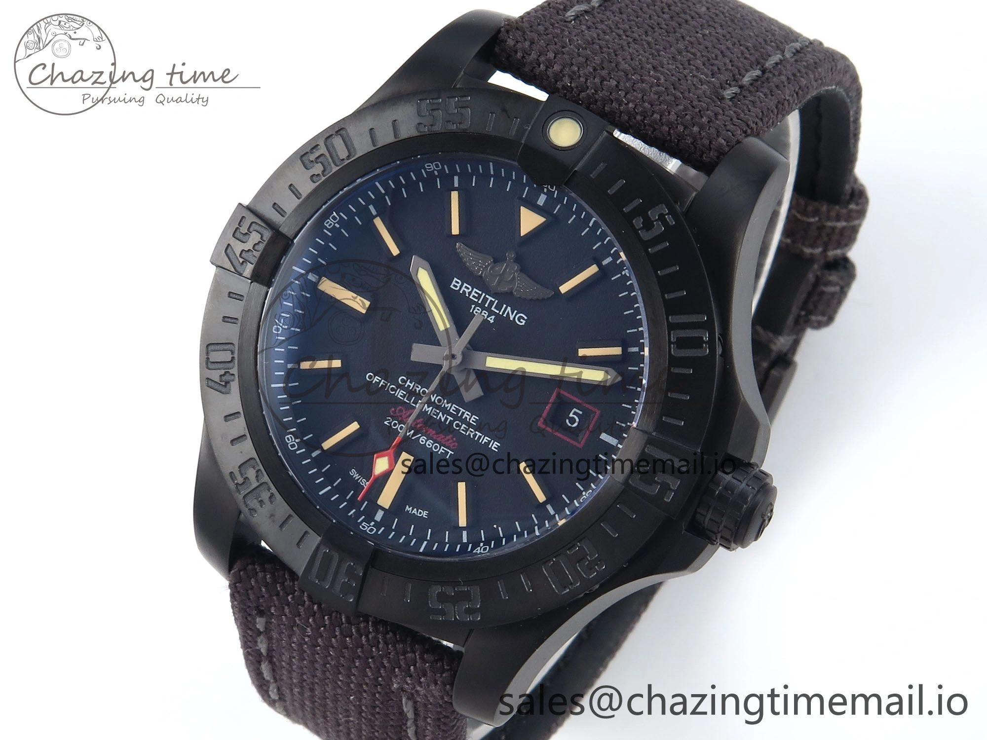AllSeason Avenger BlackBird 44mm TF 1:1 Best Edition Black Dial on Black Nylon Strap A 5433